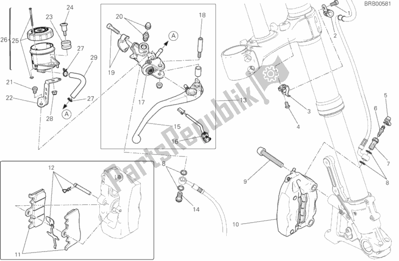 Todas as partes de Sistema De Freio Dianteiro do Ducati Scrambler Cafe Racer Thailand USA 803 2018